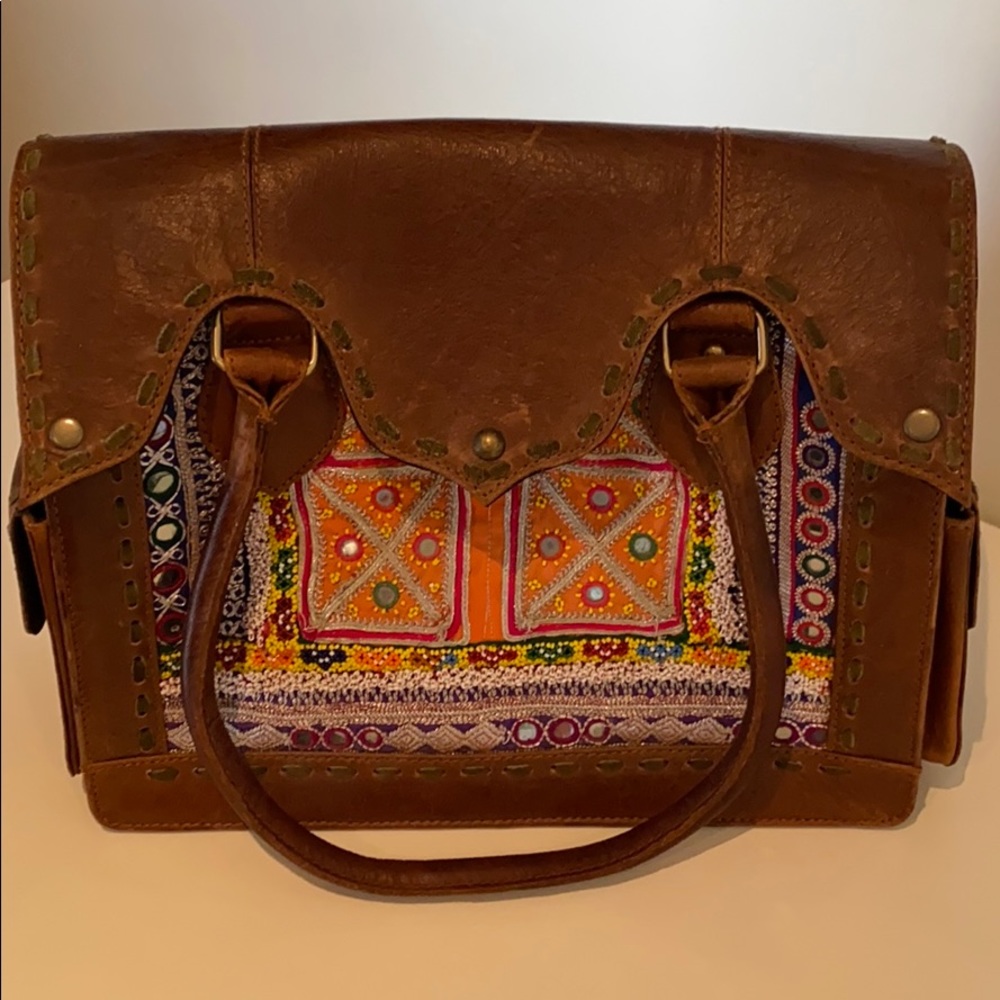Vintage Addiction one of a kind leather/bead bag.